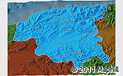 Political 3D Map of Chlef, darken