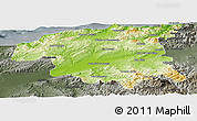 Physical Panoramic Map of Chlef, darken, semi-desaturated