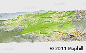 Physical Panoramic Map of Chlef, semi-desaturated