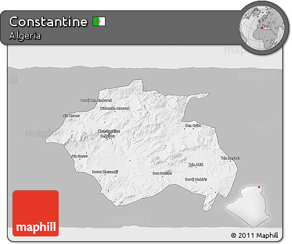 Gray 3D Map of Constantine, single color outside