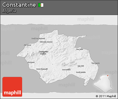 Gray 3D Map of Constantine, single color outside