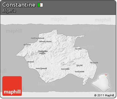 Gray 3D Map of Constantine, single color outside