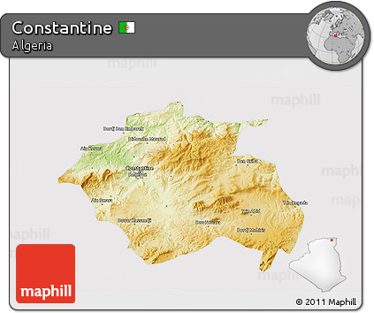 Physical 3D Map of Constantine, cropped outside