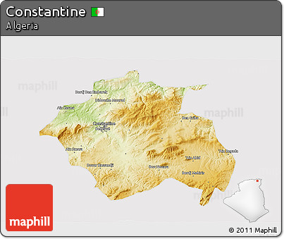 Physical 3D Map of Constantine, cropped outside