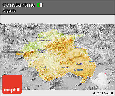 Physical 3D Map of Constantine, desaturated