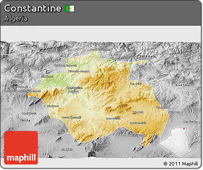 Physical 3D Map of Constantine, desaturated