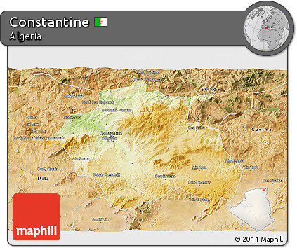 Physical 3D Map of Constantine, satellite outside