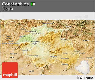 Physical 3D Map of Constantine, satellite outside