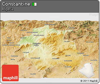 Physical 3D Map of Constantine, satellite outside