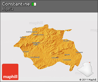 Political 3D Map of Constantine, cropped outside