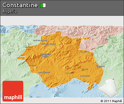 Political 3D Map of Constantine, lighten