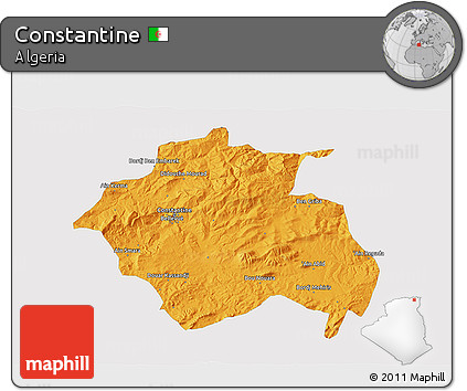 Political 3D Map of Constantine, single color outside