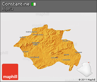 Political 3D Map of Constantine, single color outside