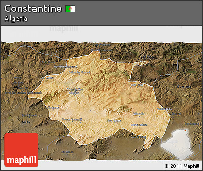 Satellite 3D Map of Constantine, darken