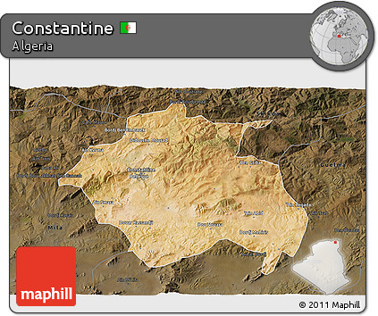 Satellite 3D Map of Constantine, darken