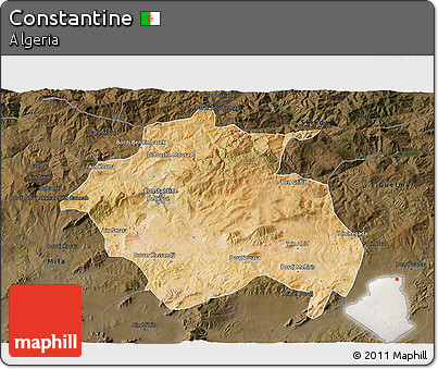 Satellite 3D Map of Constantine, darken