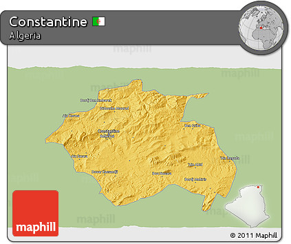 Savanna Style 3D Map of Constantine, single color outside