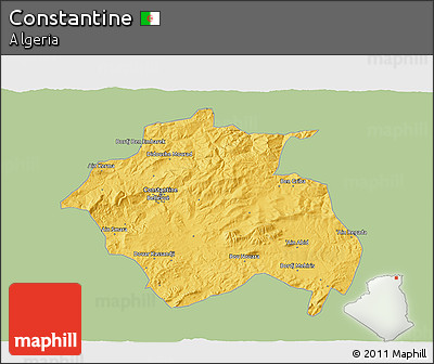 Savanna Style 3D Map of Constantine, single color outside