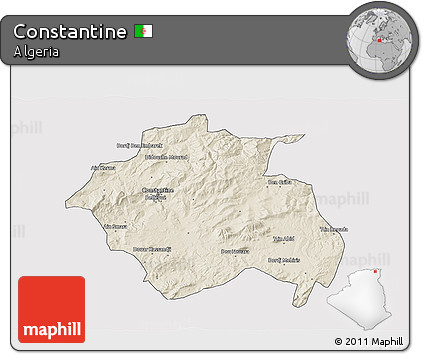 Shaded Relief 3D Map of Constantine, cropped outside