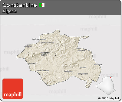 Shaded Relief 3D Map of Constantine, cropped outside