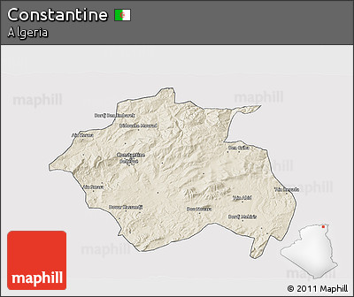 Shaded Relief 3D Map of Constantine, cropped outside