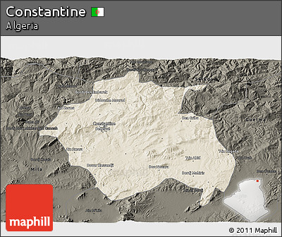 Shaded Relief 3D Map of Constantine, darken