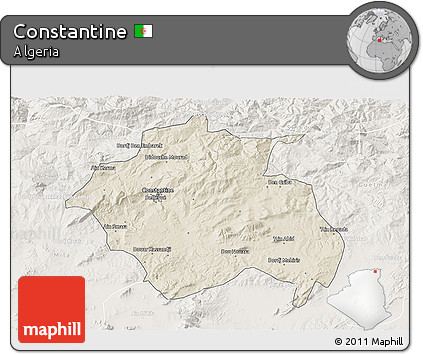 Shaded Relief 3D Map of Constantine, lighten