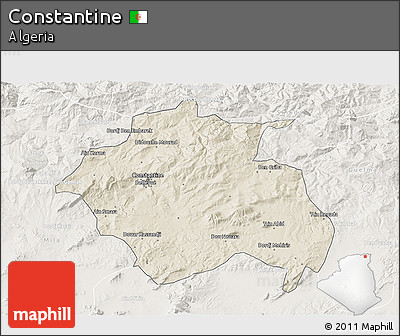 Shaded Relief 3D Map of Constantine, lighten