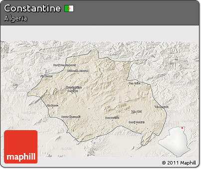 Shaded Relief 3D Map of Constantine, lighten