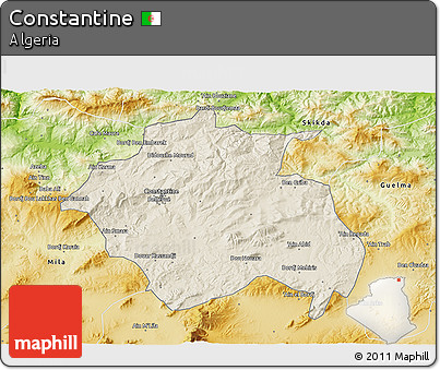 Shaded Relief 3D Map of Constantine, physical outside