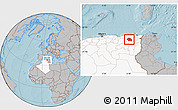 Gray Location Map of Constantine, highlighted country, hill shading