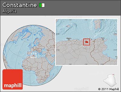 Gray Location Map of Constantine, hill shading