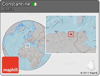 Gray Location Map of Constantine, hill shading