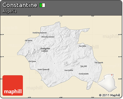 Classic Style Map of Constantine, single color outside