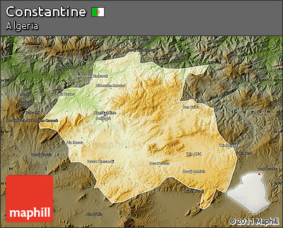 Physical Map of Constantine, darken