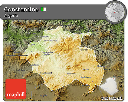 Physical Map of Constantine, darken