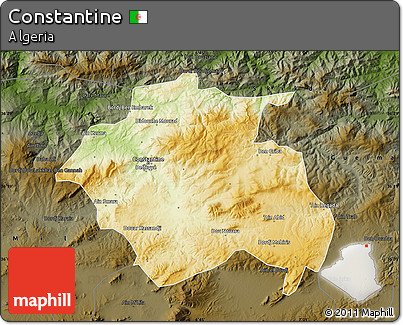 Physical Map of Constantine, darken