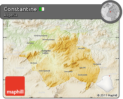 Physical Map of Constantine, lighten