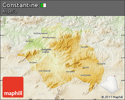 Physical Map of Constantine, lighten