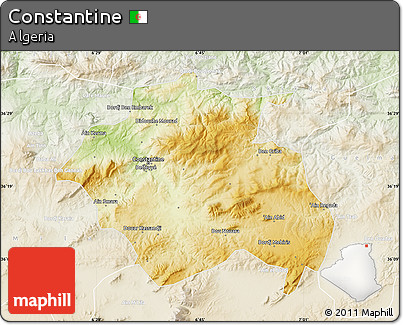 Physical Map of Constantine, lighten
