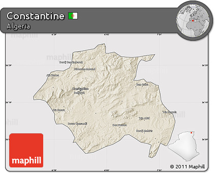 Shaded Relief Map of Constantine, cropped outside