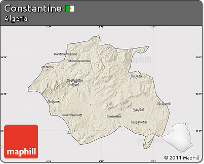 Shaded Relief Map of Constantine, cropped outside