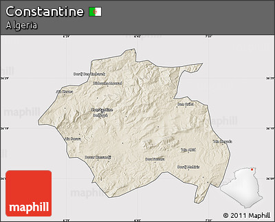 Shaded Relief Map of Constantine, cropped outside