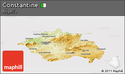 Physical Panoramic Map of Constantine, cropped outside