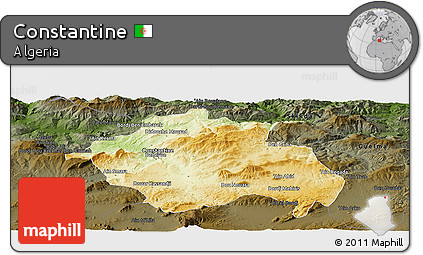 Physical Panoramic Map of Constantine, darken