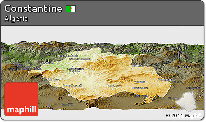 Physical Panoramic Map of Constantine, darken