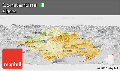 Physical Panoramic Map of Constantine, lighten, desaturated