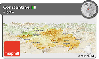 Physical Panoramic Map of Constantine, lighten
