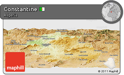 Physical Panoramic Map of Constantine, satellite outside