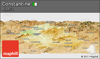 Physical Panoramic Map of Constantine, satellite outside